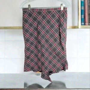 Pink Gray Plaid Skirt w Tail by London Jean Chino Stretch sz 4